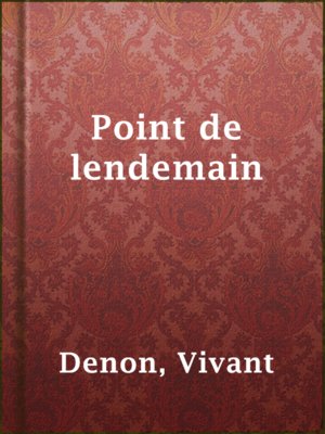 cover image of Point de lendemain